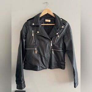 Black Vegan Leather Biker Jacket - New without tags sz small